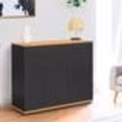 IDMARKET Buffet 100 cm VITO 3 portes et 1 tiroir noir et plateau bois