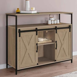 ID MARKET buffet  2 portes 100 cm Moderne bois et métal noir