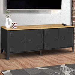 ID MARKET buffet 4 portes 140 cm Moderne bois et noir