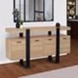 IDMARKET Buffet 160 cm PHOENIX XXL 4 portes bois et noir