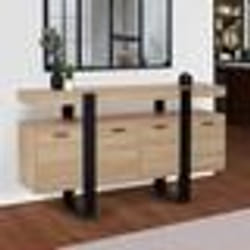 IDMARKET Buffet 160 cm PHOENIX XXL 4 portes bois et noir