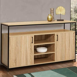 ID MARKET buffet DETROIT 2 porte et 3 étagères 140 cm Industriel bois