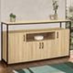 IDMARKET Buffet 4 portes 140 cm DETROIT avec niche design industriel