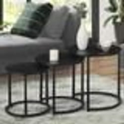 IDMARKET Lot de 3 tables basses gigognes DAVIS rondes 35/40/45 en métal noir mat design industriel