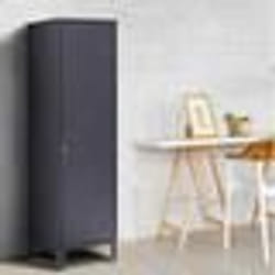 IDMARKET Armoire vestiaire ESTER porte métal gris foncé design industriel