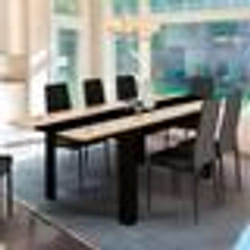 IDMARKET Table à manger extensible rectangle GEORGIA 6-10 personnes noire et imitation hêtre 140-220 x 90 cm