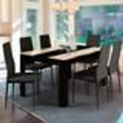 IDMARKET Table à manger rectangle GEORGIA 6 personnes noire et imitation hêtre 140 x 90 cm