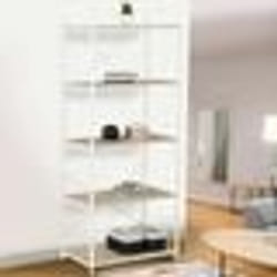 IDMARKET Etagère 5 niveaux DETROIT 170cm design industriel bois et métal blanc