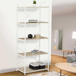 IDMARKET Etagère 5 niveaux DETROIT design industriel bois et métal blanc 170 cm