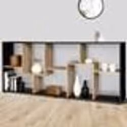 IDMARKET Etagère à double position TANIA bois noir et imitation hêtre L 161 cm