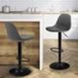 IDMARKET Lot de 2 tabourets de bar KARL design gris pied noir