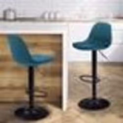IDMARKET Lot de 2 tabourets de bar KARL design bleu canard pied noir