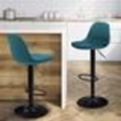 IDMARKET Lot de 2 tabourets de bar KARL design bleu canard pied noir