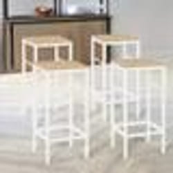 IDMARKET Lot de 4 tabourets de bar DETROIT design industriel bois et métal blanc