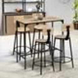 IDMARKET Lot de 4 tabourets de bar DETROIT assise ronde avec dossier design industriel