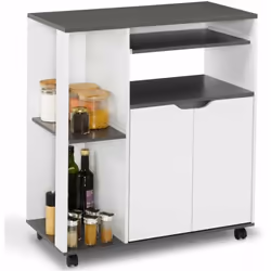 Desserte de cuisine cosi bois blanc et plateau gris L.76 cm