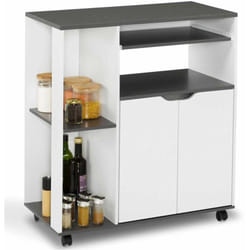 Desserte de cuisine cosi bois blanc et plateau gris L.76 cm