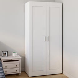IDMARKET Armoire 2 portes VITO blanc penderie 80 cm avec étagères rangement maxi capacité