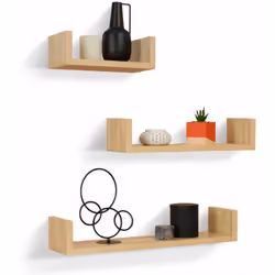 Description générale Pratiques et modulables, les étagères murales suspendues en lot de 3 ajoutent une touche design et moder ...