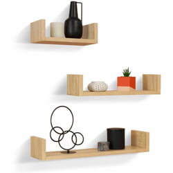 Lot de 3 étagères murales façon hêtre 60/45/30 cm