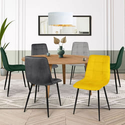 IDMARKET Lot de 6 chaises de salle à manger MILA assise matelassée vert x2 gris foncé x2 gris clair jaune