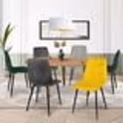 IDMARKET Lot de 6 chaises MILA en velours mix color vert x2 gris foncé x2 gris clair jaune