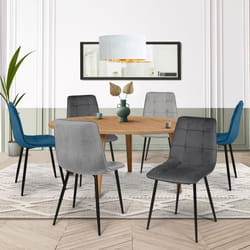 IDMARKET Lot de 6 chaises de salle à manger MILA assise matelassée bleu x2 gris foncé x2 gris clair x2