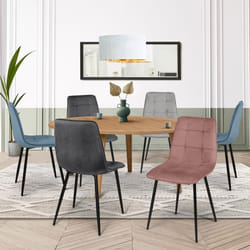 IDMARKET Lot de 6 chaises de salle à manger MILA assise matelassée pastel bleu x2 gris foncé x2 gris clair rose