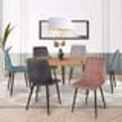 IDMARKET Lot de 6 chaises MILA en velours mix color pastel bleu x2 gris foncé x2 gris clair rose