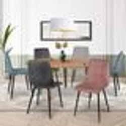 IDMARKET Lot de 6 chaises MILA en velours mix color pastel bleu x2 gris foncé x2 gris clair rose