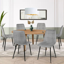 IDMARKET Lot de 6 chaises de salle à manger MILA en velours gris