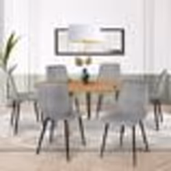 IDMARKET Lot de 6 chaises MILA en velours gris clair pour salle à manger