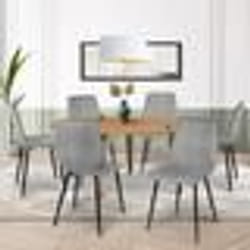 IDMARKET Lot de 6 chaises MILA en velours gris clair pour salle à manger