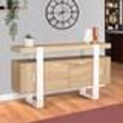 IDMARKET Buffet 140 cm PHOENIX 4 portes bois et blanc