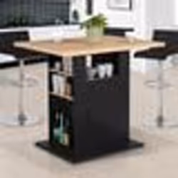 IDMARKET Ilot central UGO 110 cm bois noir et imitation hêtre avec rangements