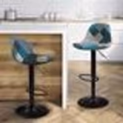 IDMARKET Lot de 2 tabourets de bar KARL design patchworks bleus pied noir