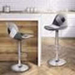 IDMARKET Lot de 2 tabourets de bar KARL design patchworks noirs gris et blancs pied chromé