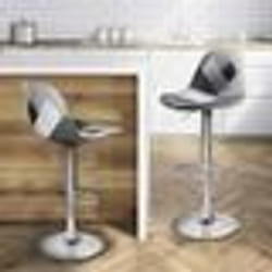 IDMARKET Lot de 2 tabourets de bar KARL design patchworks noirs gris et blancs pied chromé