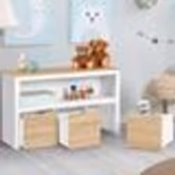 IDMARKET Meuble de rangement enfant MANA en bois blanc et hêtre 3 tiroirs cubes sur roulettes