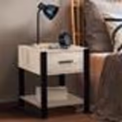IDMARKET Lot de 2 tables de chevet ONYX 1 tiroir avec tablette bois et noir