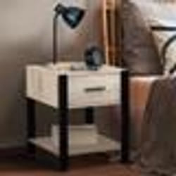 IDMARKET Lot de 2 tables de chevet ONYX 1 tiroir avec tablette bois et noir