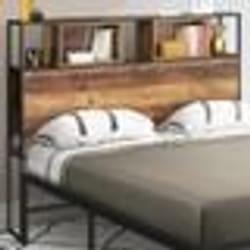 IDMARKET Tête de lit sur pied HAWKINS 145 cm bois foncé design industriel