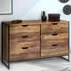 IDMARKET Commode 6 tiroirs HAWKINS 115 cm bois foncé design industriel