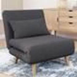 IDMARKET Fauteuil convertible ROMEO lit dappoint 1 place 80x190 cm tissu gris anthracite
