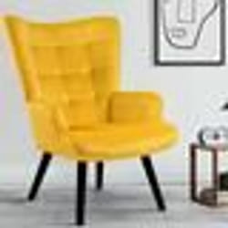 IDMARKET Fauteuil scandinave ANIA velours jaune