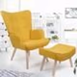 IDMARKET Fauteuil scandinave IVAR avec repose pieds jaune