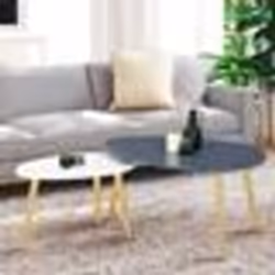IDMARKET Lot de 2 tables basses gigognes GAIA laquées blanc gris scandinave