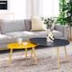 IDMARKET Lot de 2 tables basses gigognes GAIA laquées gris jaune scandinave
