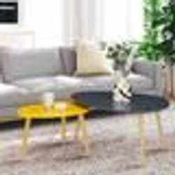 IDMARKET Lot de 2 tables basses gigognes GAIA laquées gris jaune scandinave