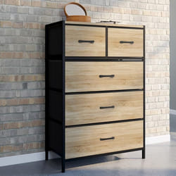 IDMARKET Chiffonnier 5 tiroirs en tissu UTAH 60x30x90 cm commode semainier design industriel